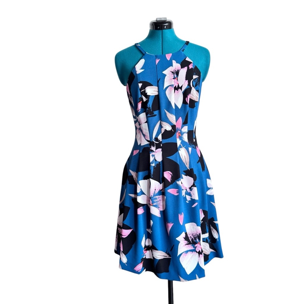 Vince Camuto Blue Halter Fit and Flare Dress